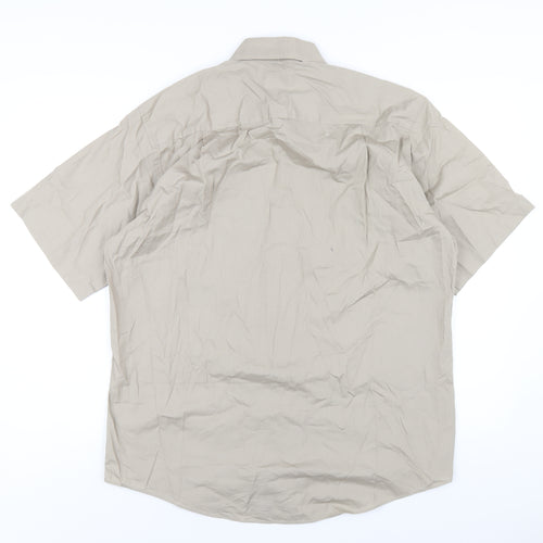 John Ashford Mens Brown Cotton Button-Up Size L Collared Button