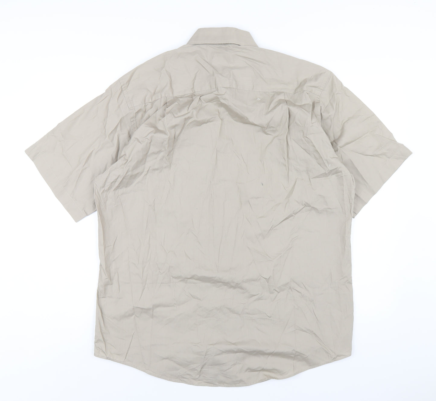 John Ashford Mens Brown Cotton Button-Up Size L Collared Button