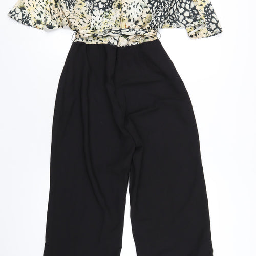 Wallis Womens Black Geometric Polyester Jumpsuit One-Piece Size 12 L30 in Zip