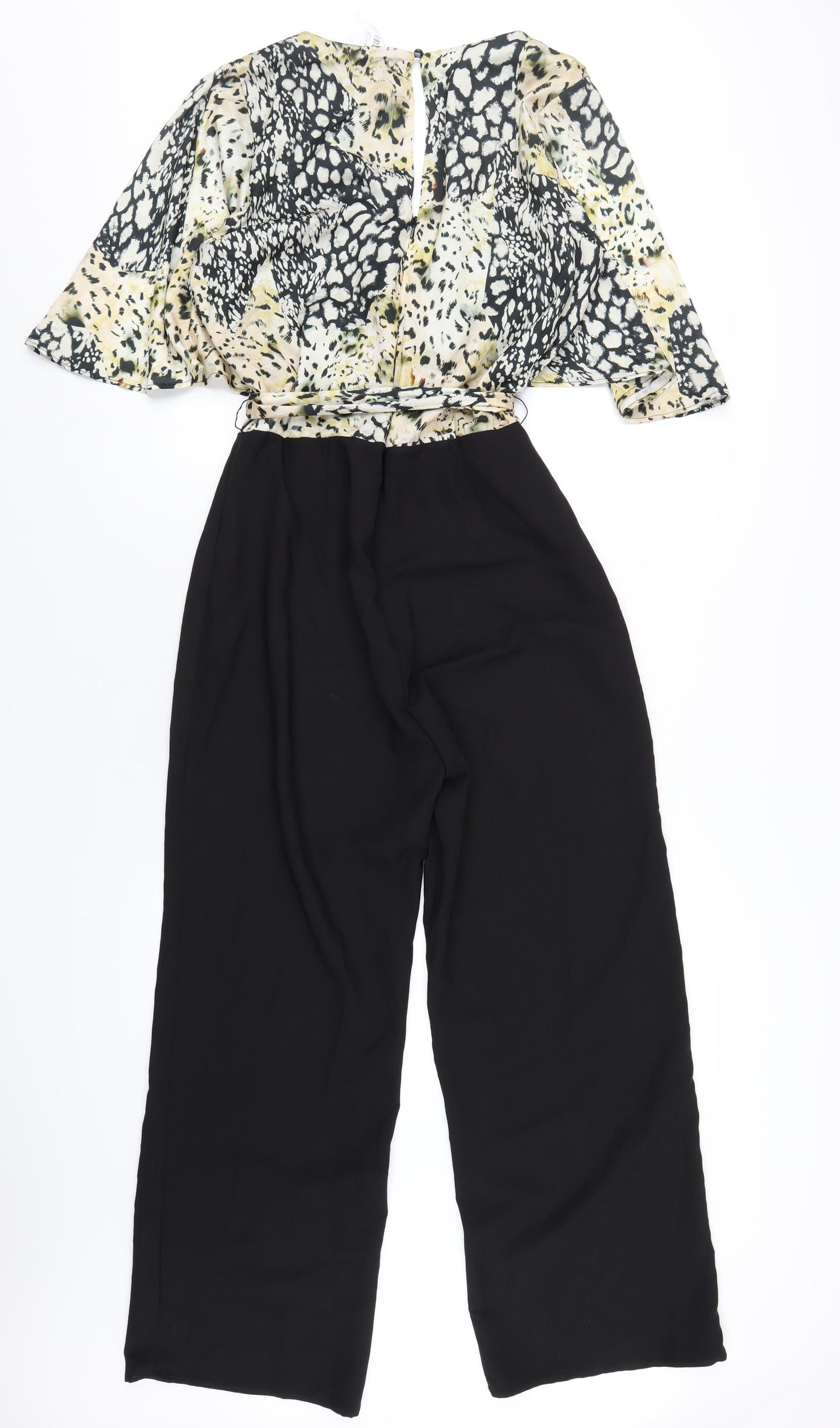Wallis Womens Black Geometric Polyester Jumpsuit One-Piece Size 12 L30 in Zip