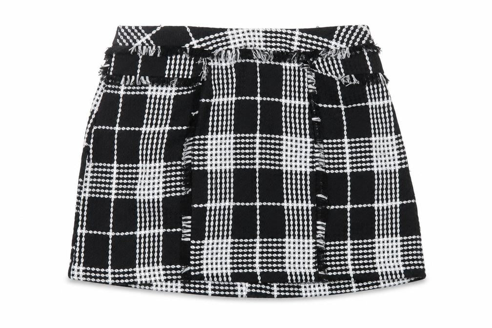 Miss Selfridge Womens Black Plaid Polyester A-Line Skirt Size 12 Zip