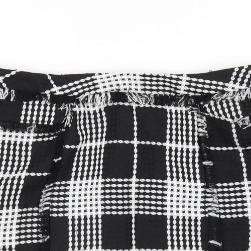 Miss Selfridge Womens Black Plaid Polyester A-Line Skirt Size 12 Zip