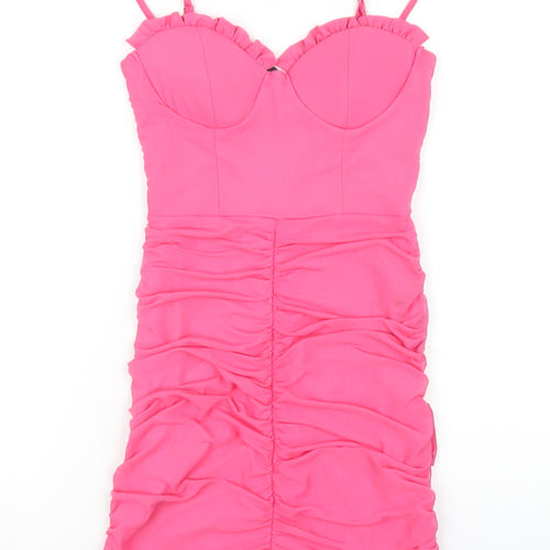 I SAW IT FIRST Womens Pink Polyester Bodycon Size 8 Sweetheart Zip