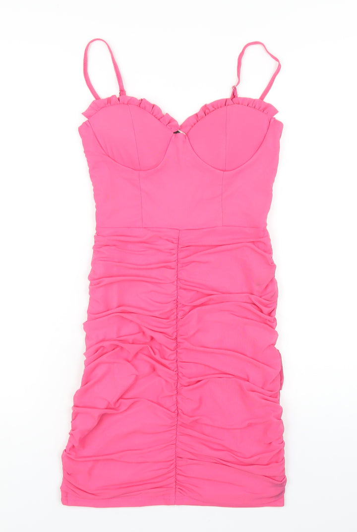 I SAW IT FIRST Womens Pink Polyester Bodycon Size 8 Sweetheart Zip