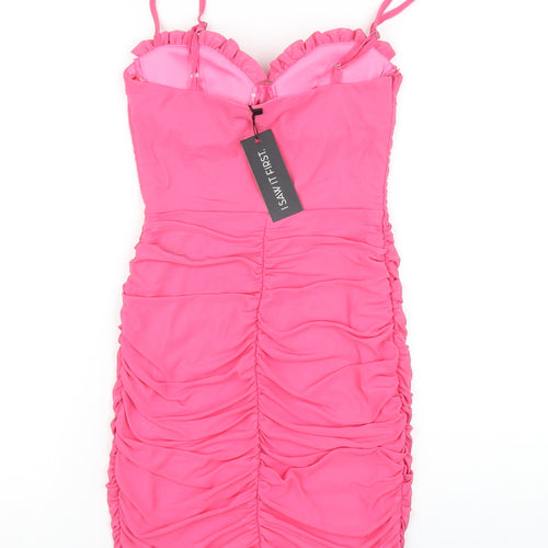 I SAW IT FIRST Womens Pink Polyester Bodycon Size 8 Sweetheart Zip