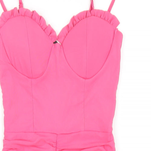 I SAW IT FIRST Womens Pink Polyester Bodycon Size 8 Sweetheart Zip