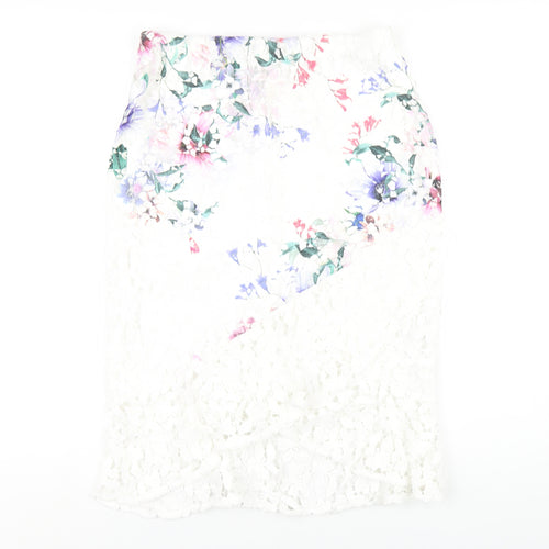 Lipsy Womens White Polyester Straight & Pencil Skirt Size 14