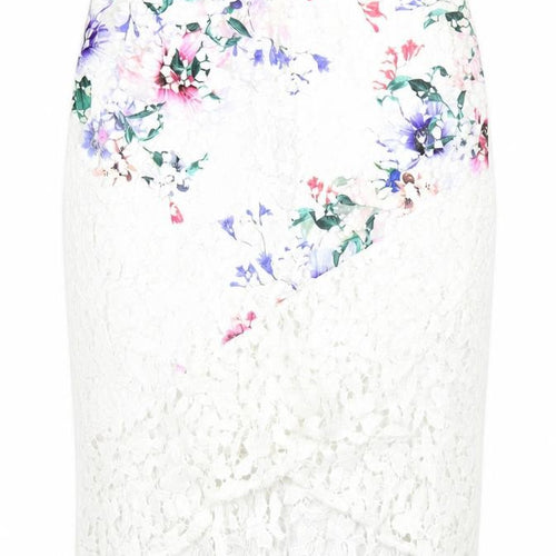 Lipsy Womens White Polyester Straight & Pencil Skirt Size 14