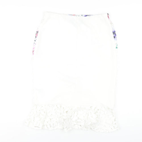 Lipsy Womens White Polyester Straight & Pencil Skirt Size 14