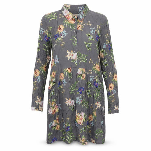 Esprit Womens Grey Floral Viscose Shirt Dress Size 10 Collared Button