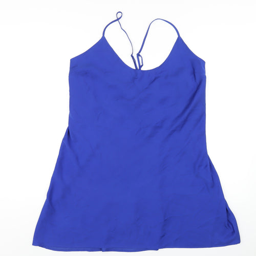Marks and Spencer Womens Blue Polyester Slip Dress Size 10 V-Neck Pullover