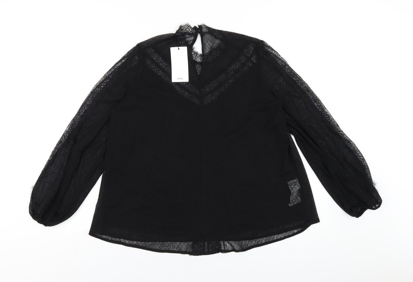 Mango Womens Black Polyester Basic Blouse Size S Mock Neck