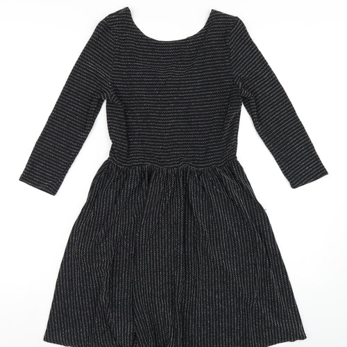 Goldie Womens Black Polyester A-Line Size M Boat Neck Pullover