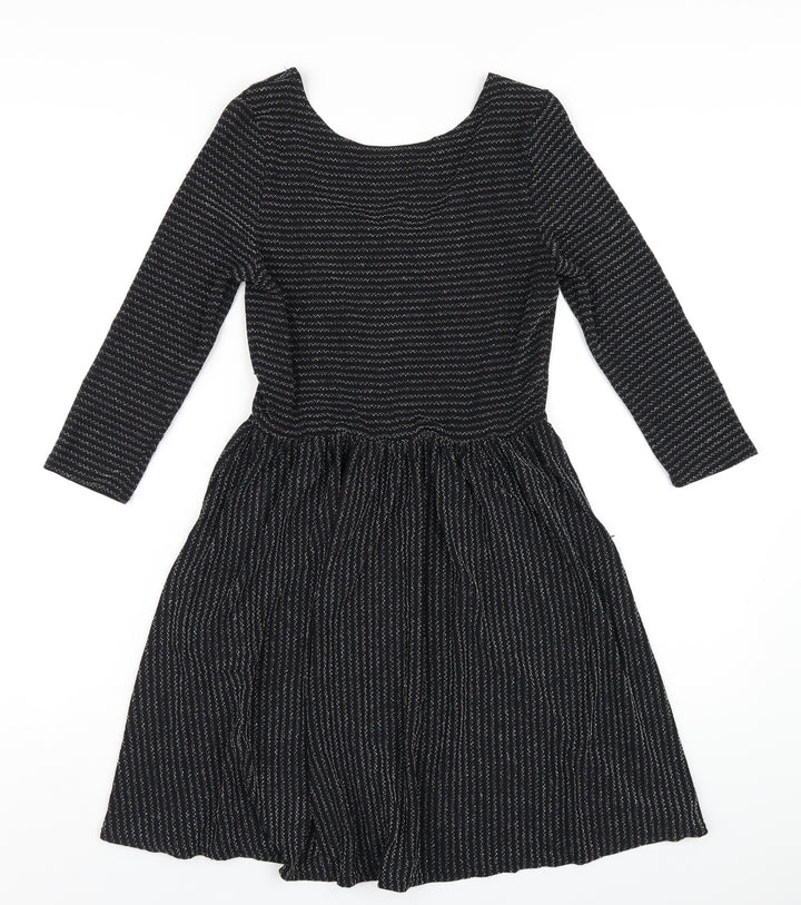 Goldie Womens Black Polyester A-Line Size M Boat Neck Pullover