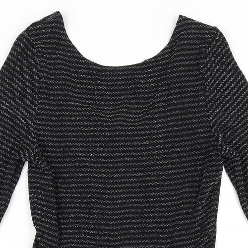 Goldie Womens Black Polyester A-Line Size M Boat Neck Pullover