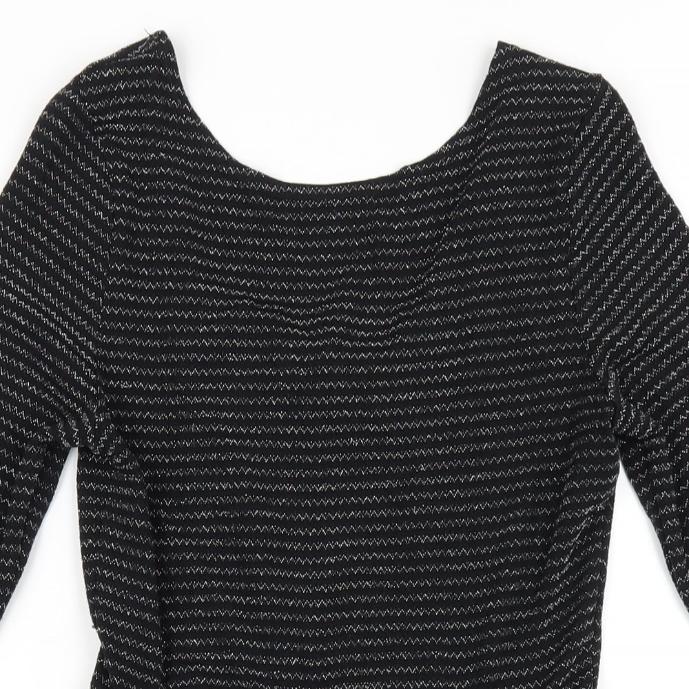 Goldie Womens Black Polyester A-Line Size M Boat Neck Pullover