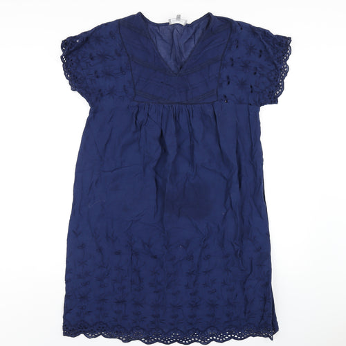 Principles Womens Blue Cotton A-Line Size 12 V-Neck Pullover