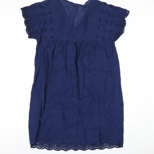 Principles Womens Blue Cotton A-Line Size 12 V-Neck Pullover