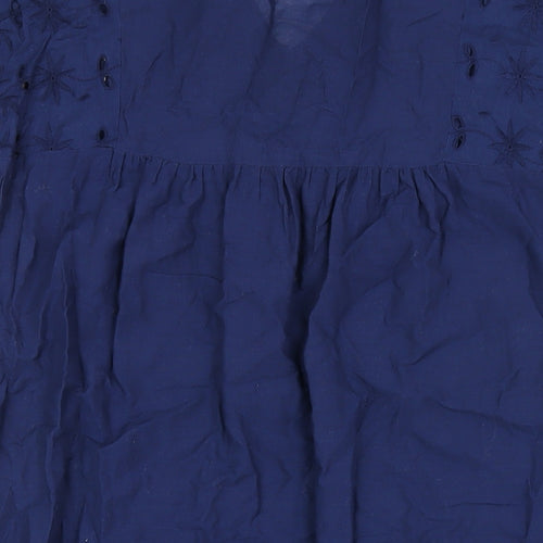 Principles Womens Blue Cotton A-Line Size 12 V-Neck Pullover