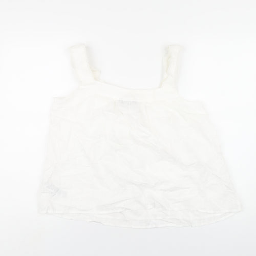 Marks and Spencer Womens White Cotton Basic Blouse Size 14 Square Neck