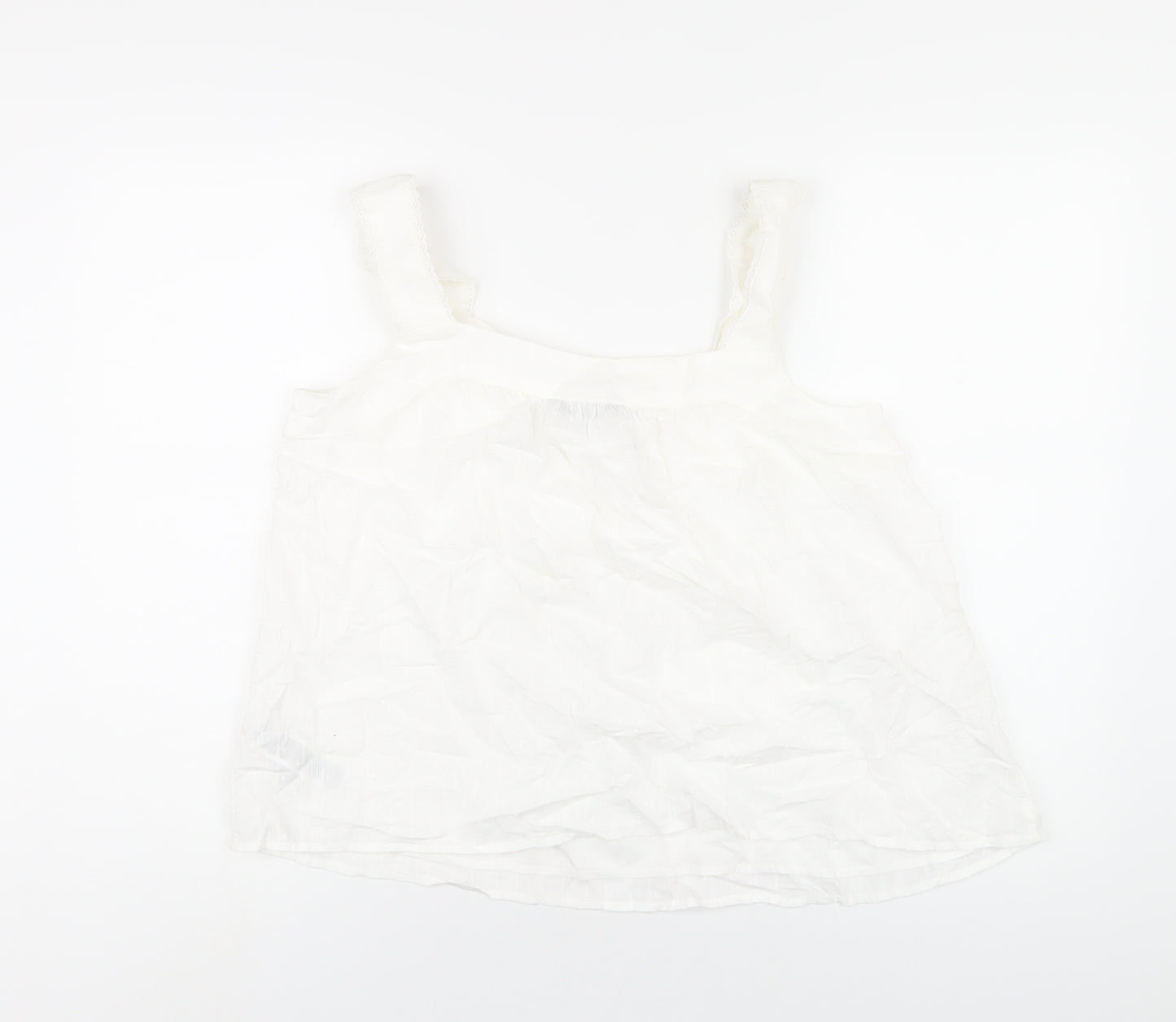 Marks and Spencer Womens White Cotton Basic Blouse Size 14 Square Neck