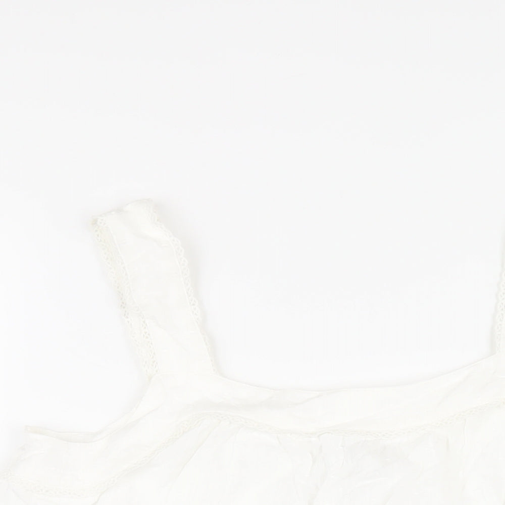 Marks and Spencer Womens White Cotton Basic Blouse Size 14 Square Neck