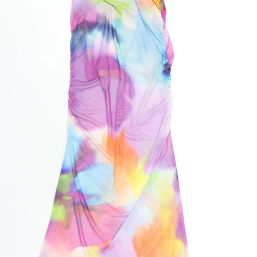 Bershka Womens Multicoloured Polyester A-Line Size XS Square Neck Pullover