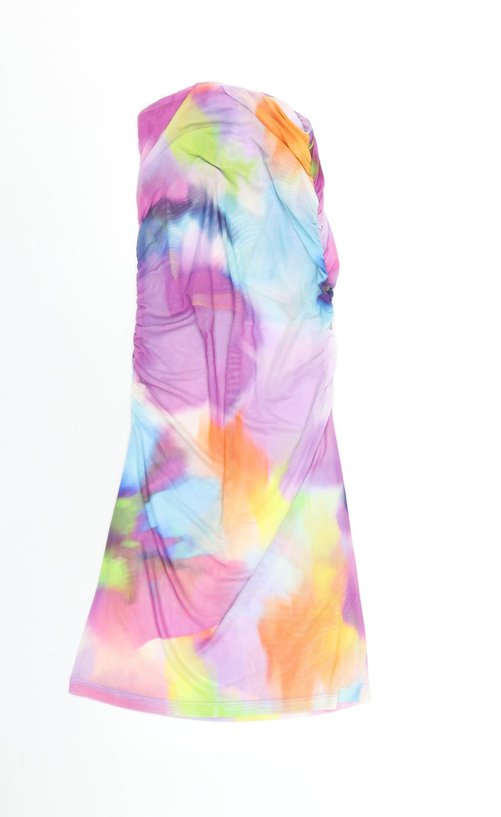 Bershka Womens Multicoloured Polyester A-Line Size XS Square Neck Pullover