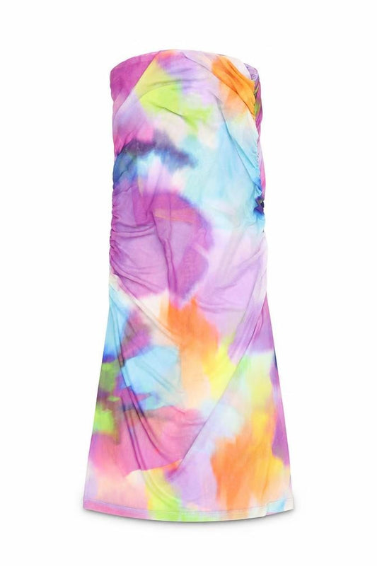 Front view of Bershka women’s multicoloured polyester a-line, size XS, square neck pullover