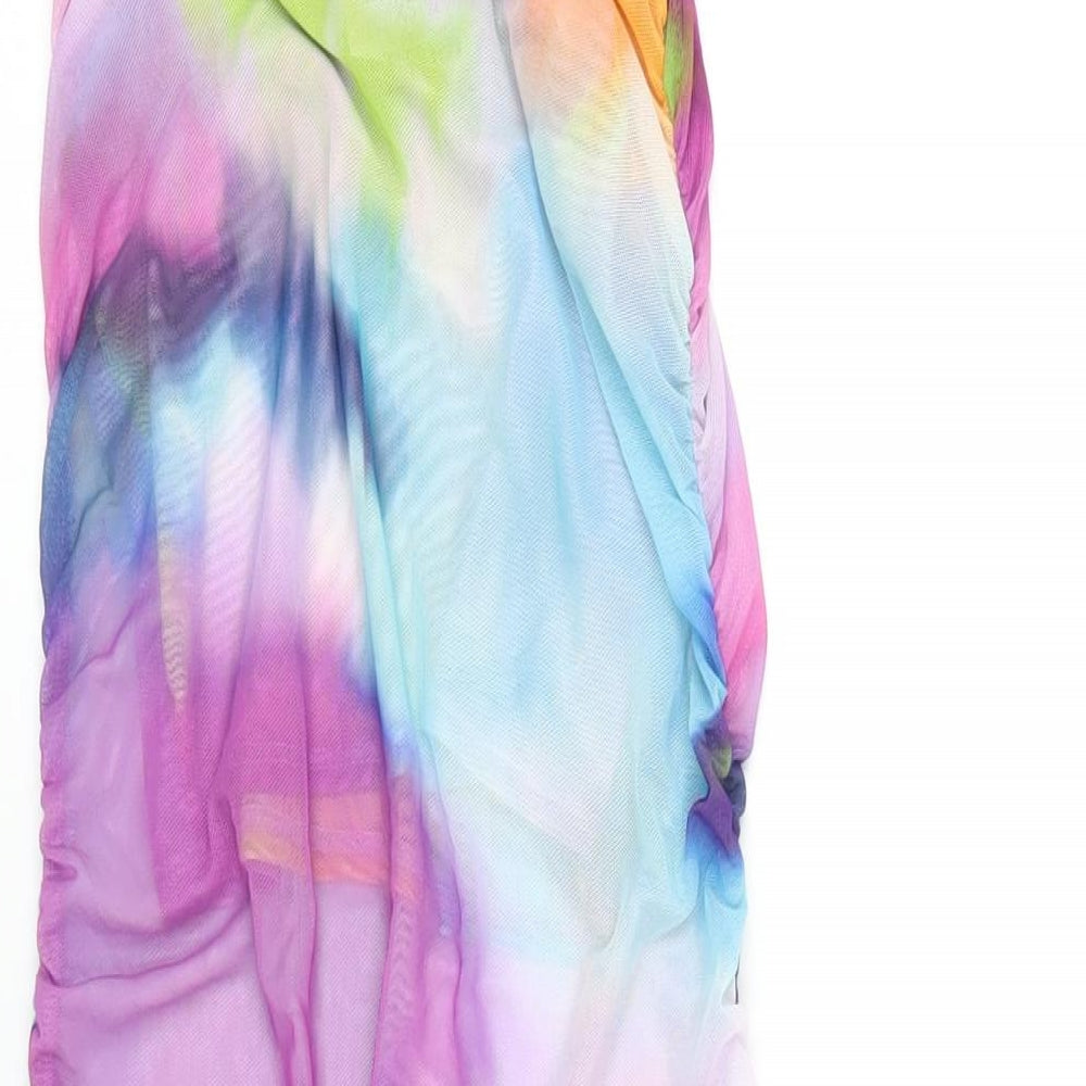 Bershka Womens Multicoloured Polyester A-Line Size XS Square Neck Pullover