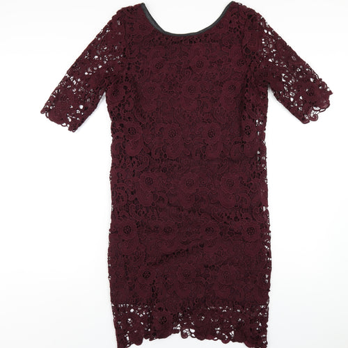 La Redoute Womens Purple Polyester A-Line Size 14 Scoop Neck Zip