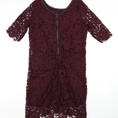 La Redoute Womens Purple Polyester A-Line Size 14 Scoop Neck Zip