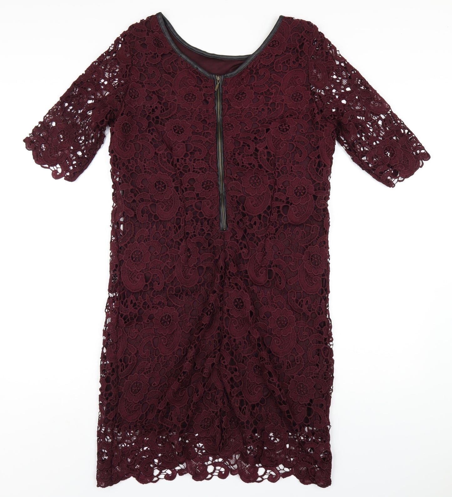 La Redoute Womens Purple Polyester A-Line Size 14 Scoop Neck Zip
