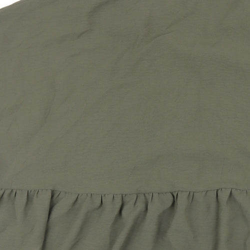New Look Womens Green Polyester Trapeze & Swing Size 12 V-Neck Button