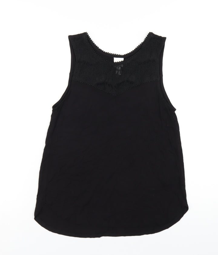 H&M Womens Black Viscose Basic Tank Size S Scoop Neck