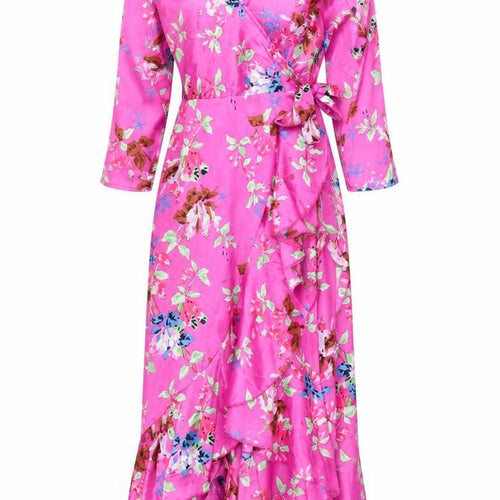 ASOS Womens Pink Geometric Polyester Wrap Dress Size 8 V-Neck Tie