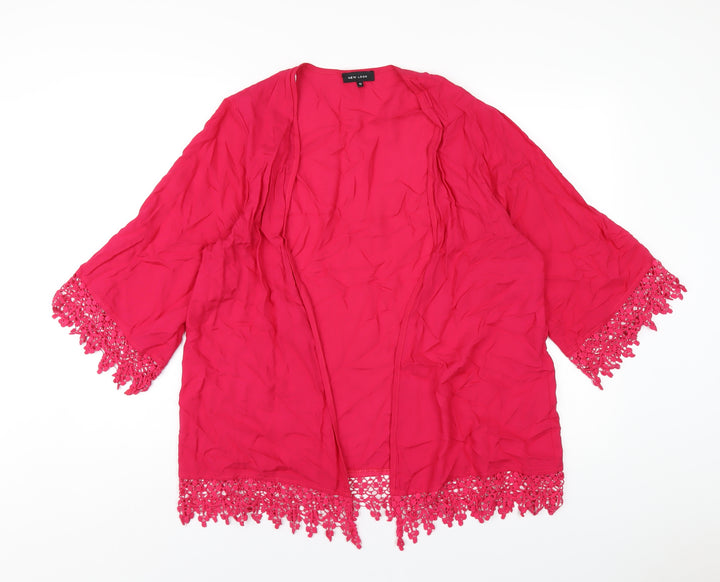 New Look Womens Pink Viscose Kimono T-Shirt Size 12 V-Neck