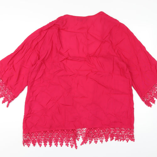 New Look Womens Pink Viscose Kimono T-Shirt Size 12 V-Neck