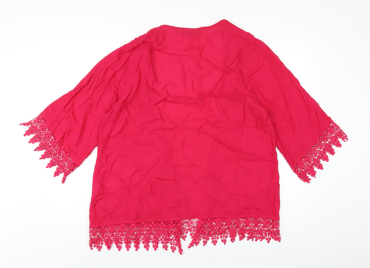 New Look Womens Pink Viscose Kimono T-Shirt Size 12 V-Neck