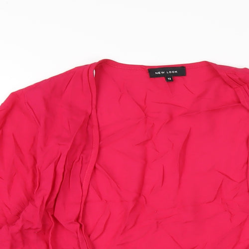 New Look Womens Pink Viscose Kimono T-Shirt Size 12 V-Neck