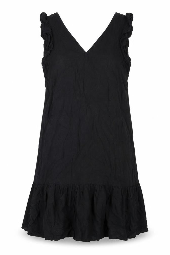 Front view of Next women’s black viscose a-line, size UK 14, v-neck pullover