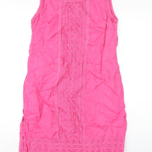 Pomodoro Womens Pink Cotton A-Line Size 12 Round Neck Zip