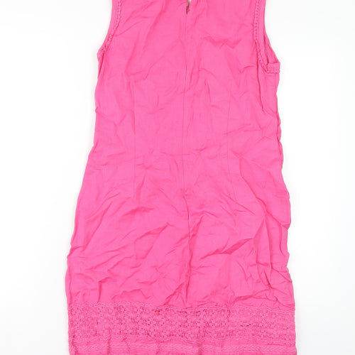 Pomodoro Womens Pink Cotton A-Line Size 12 Round Neck Zip