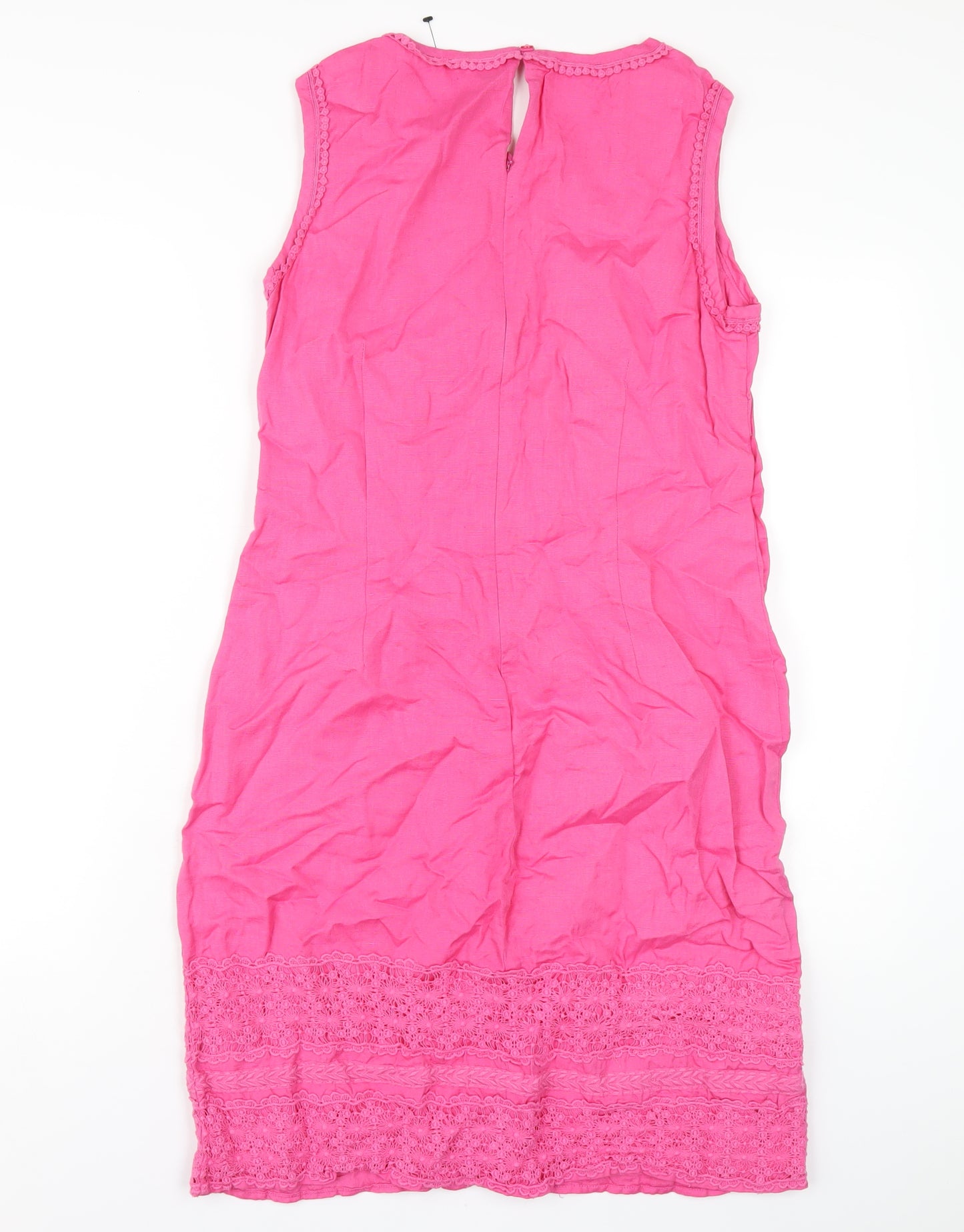 Pomodoro Womens Pink Cotton A-Line Size 12 Round Neck Zip