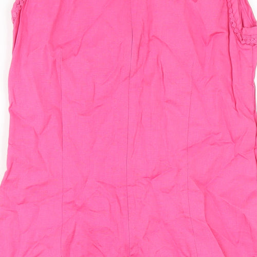 Pomodoro Womens Pink Cotton A-Line Size 12 Round Neck Zip