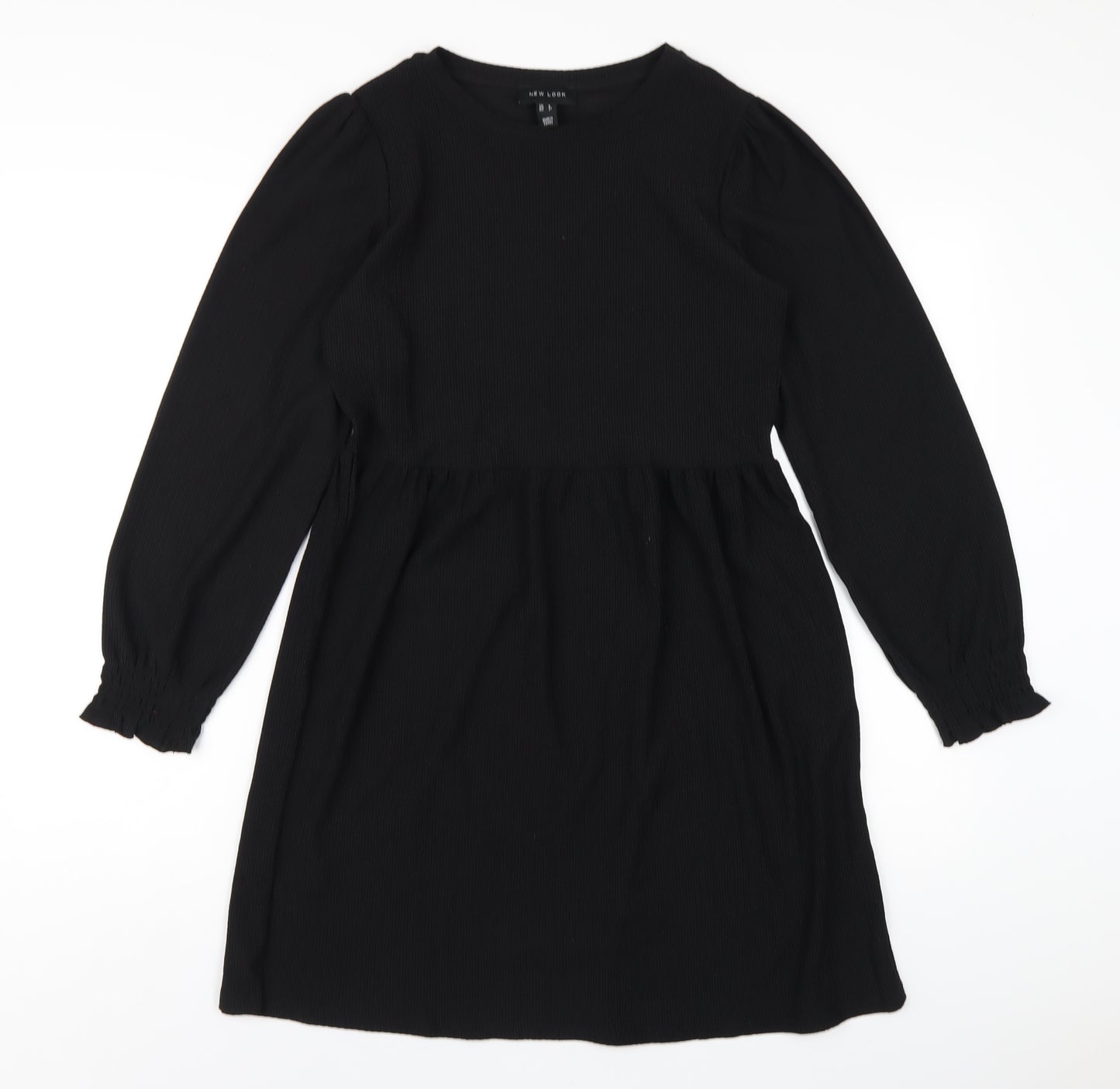 New Look Womens Black Polyester A-Line Size 8 Round Neck Pullover