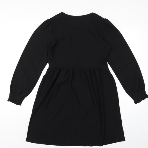 New Look Womens Black Polyester A-Line Size 8 Round Neck Pullover