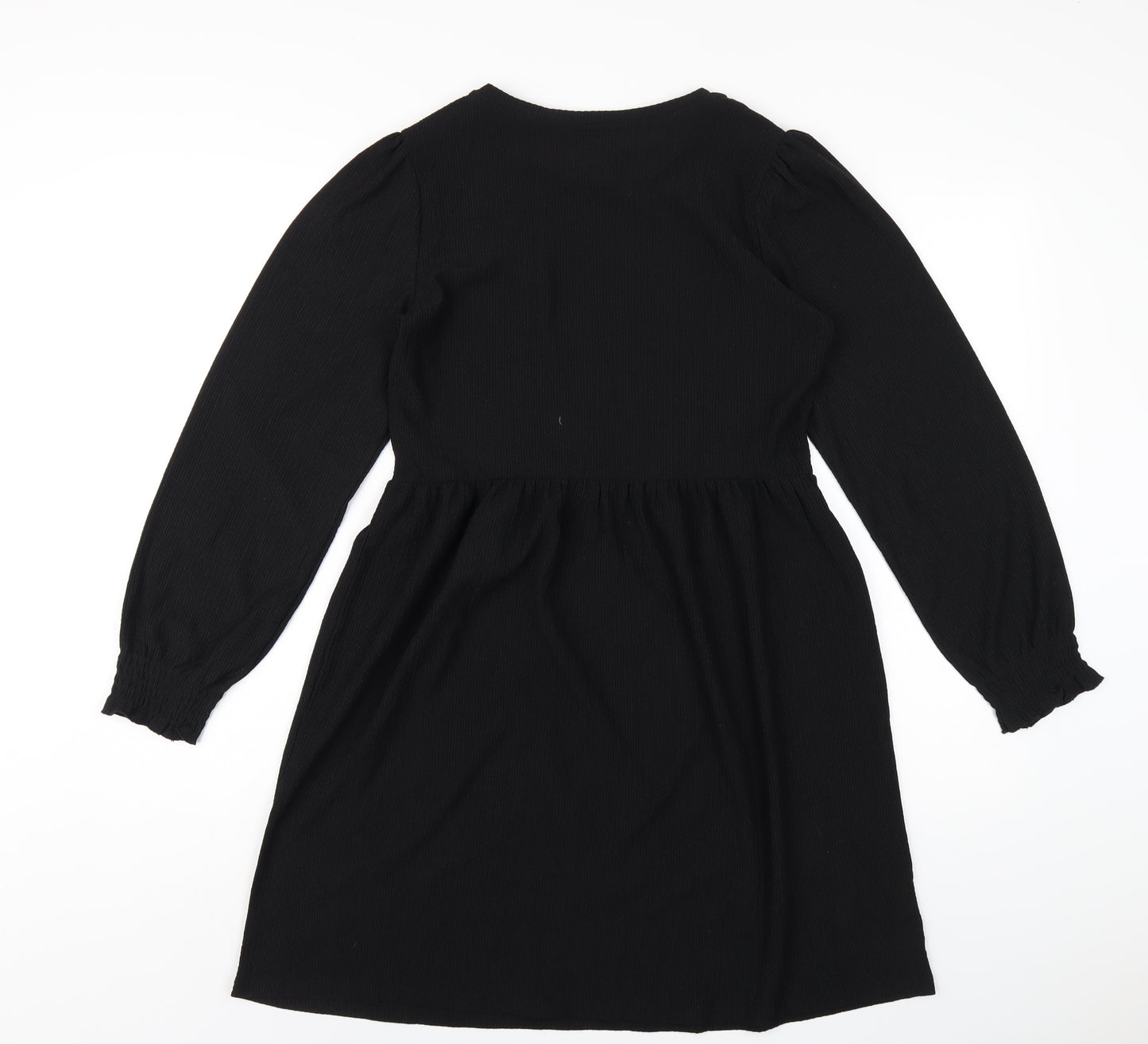 New Look Womens Black Polyester A-Line Size 8 Round Neck Pullover