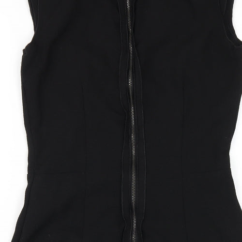 H&M Womens Black Polyester Pencil Dress Size 8 V-Neck Zip