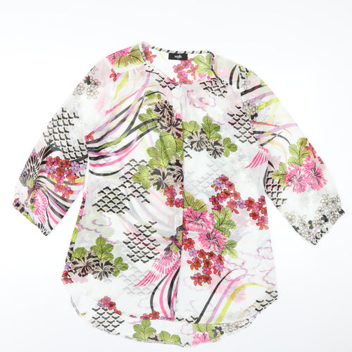 Wallis Womens Multicoloured Geometric Polyester Basic Blouse Size M Round Neck